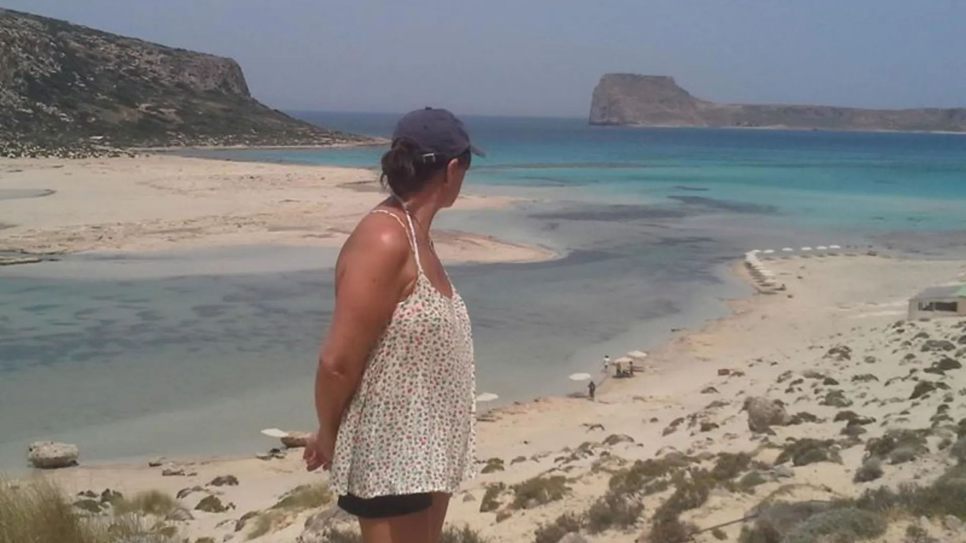 “Jane taking in the Balos blues - queen of the hilltop and ruler of every sun - drenched path we wander.”