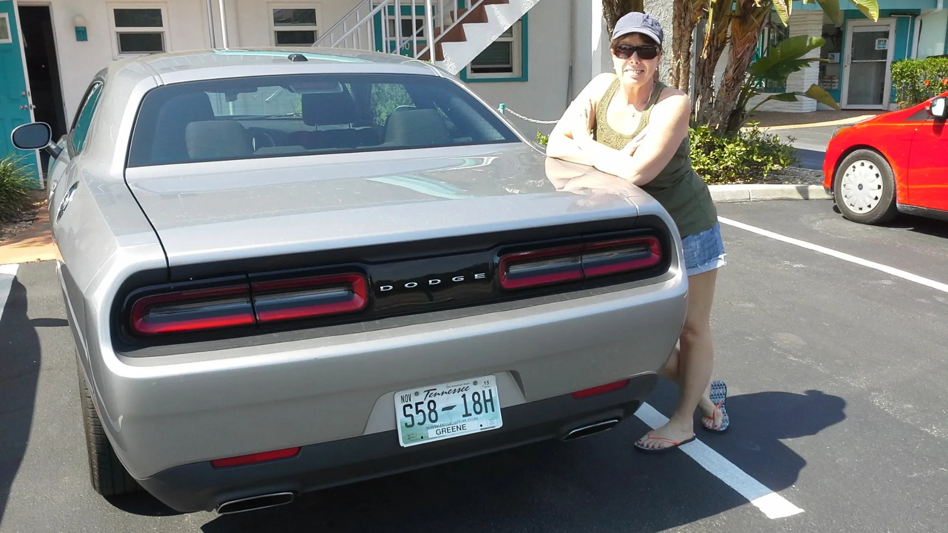 Jane and the Challenger - ready for another mile of the East‑to‑West odyssey.
