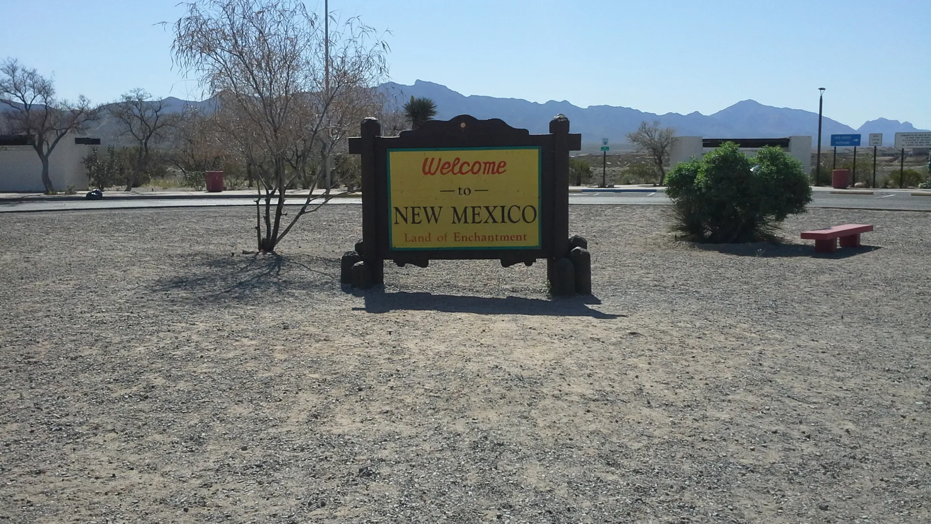 “New Mexico state line, and one more memory on our 3,000‑mile adventure.”